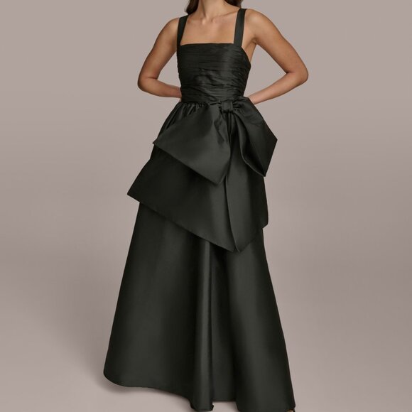 Donna Karan Straight-Neck Bow-Trim Ballgown Dress – Black NWT, Size 6 - Picture 1 of 5